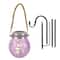 Warm White Solar LED Light Purple Hanging Glass Lantern by Ashland&#xAE;